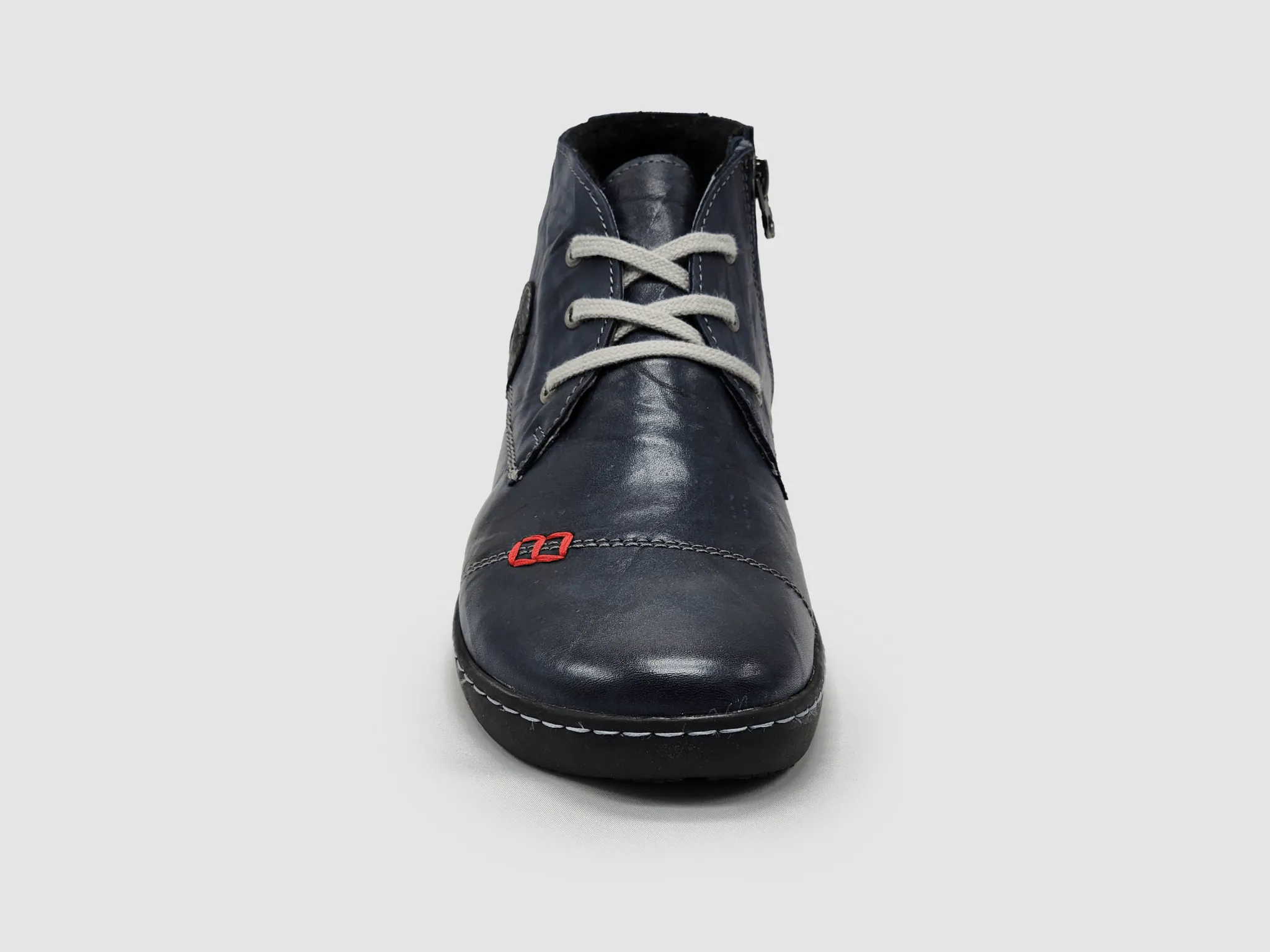 Women's Medical-Sole Wool-Lined Zip-Up Leather Boots - Navy