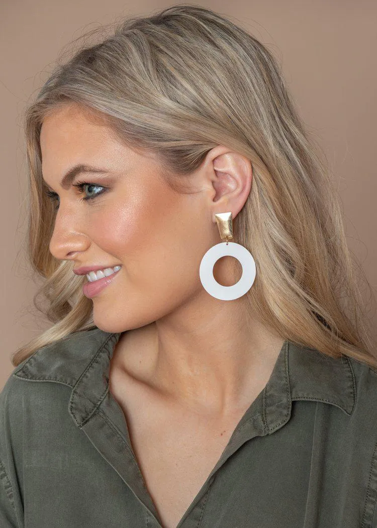 Yala White and Gold Painted Drop Earrings